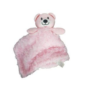 Little Beginnings Pink Bear Security Blanket Swirl Rosette Plush Lovey Baby Girl